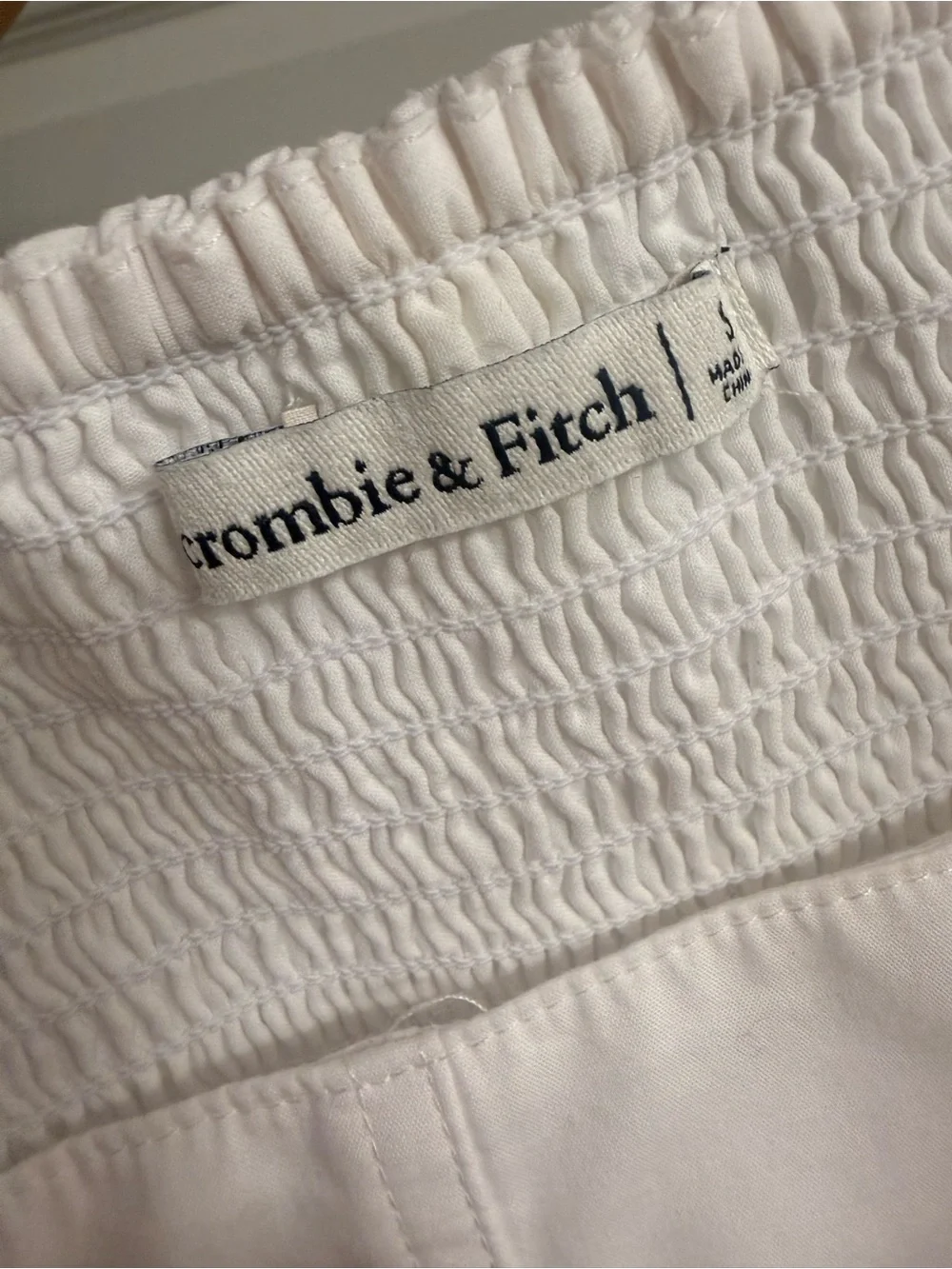 Abercrombie Square Neck Puff Sleeve White Top